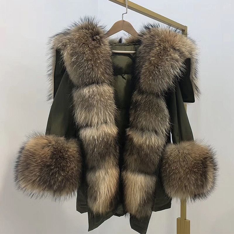 画像15: Women's Real Silver & Red Fox Fur Military Down Angel Wing Coat  リアルシルバーフォックスファー ミリタリー アーミー モッズ ダウン エンジェルウィング コート (15)
