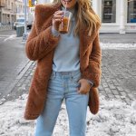 画像2: Women's Faux Eco Rabbit Fur Jacket Coat  エコファーテーラードジャケット型コート (2)