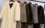 画像7: Women's eco fur fox fur long Coat  エコファーVネックロングコート (7)