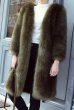 画像2: Women's eco fur fox fur long Coat  エコファーVネックロングコート (2)