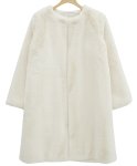 画像8: Women's rabbit eco fur  long Coat  エコファーノーカラーロングコート (8)