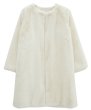 画像1: Women's rabbit eco fur  long Coat  エコファーノーカラーロングコート (1)