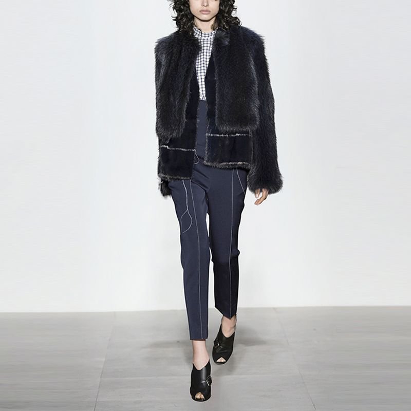 画像2: Women's fox fur coat pants suit   フォックス&ミンクファージャケット&パンツ セット (2)