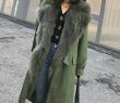 画像3: Women's Real fox fur Suit collar Party overcoming Windbreaker fur coat リアルフォックスファーミリタリーアーミーモッズロング4パターン着用可能なコート (3)