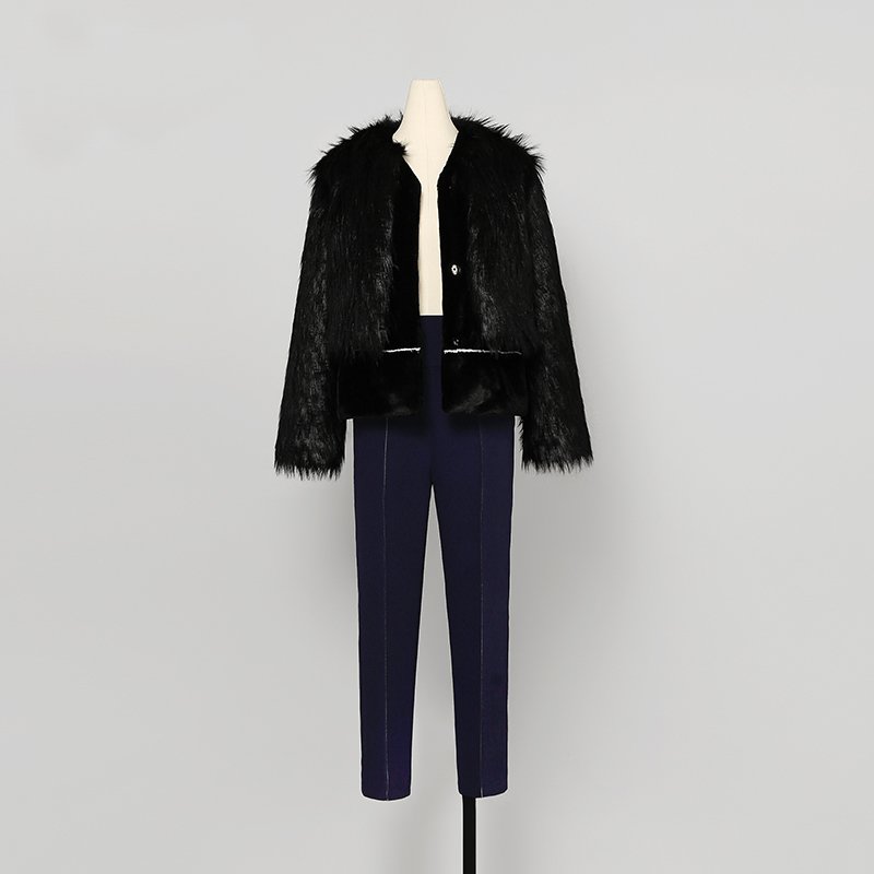 画像3: Women's fox fur coat pants suit   フォックス&ミンクファージャケット&パンツ セット (3)