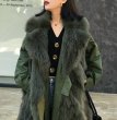 画像11: Women's Real fox fur Suit collar Party overcoming Windbreaker fur coat リアルフォックスファーミリタリーアーミーモッズロング4パターン着用可能なコート (11)