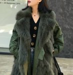 画像11: Women's Real fox fur Suit collar Party overcoming Windbreaker fur coat リアルフォックスファーミリタリーアーミーモッズロング4パターン着用可能なコート (11)