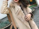画像16: Women's Real fox fur Suit collar Party overcoming Windbreaker fur coat リアルフォックスファーミリタリーアーミーモッズロング4パターン着用可能なコート (16)