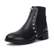 画像1: women's  elastic band rivet thick with ankle bootsスタッズ付レザーアンクルショートブーツ　ブーティ (1)