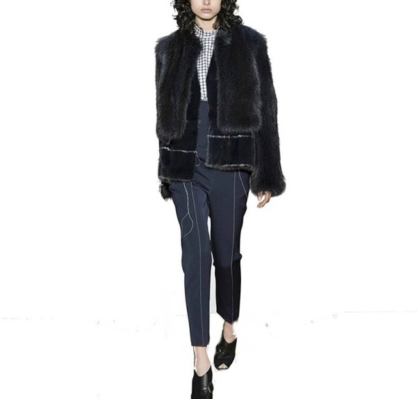 画像1: Women's fox fur coat pants suit   フォックス&ミンクファージャケット＆パンツ　セット (1)