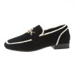 画像2: Women’s fur plus velvet leather frosted square head flat shoesフラット金具付スエードレザーパンプスローファー　 バレーシューズ (2)