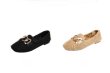 画像6: Women’s  rabbit hair peas shoes flat shoesフラットチェーン付ラビットファーパンプスローファー　 バレーシューズ (6)