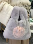 画像5: Big Bang Rex Rabbit Fur Bunny Bag Smile Bag スマイルがポイントのリアルレックスラビットファートート　クラッチバック　ハンドバック (5)