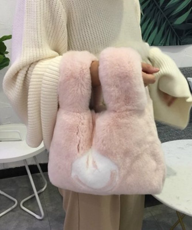 画像10: Big Bang Rex Rabbit Fur Bunny Bag Smile Bag スマイルがポイントのリアルレックスラビットファートート クラッチバック ハンドバック (10)