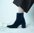 画像2: women's pointed back zipper velvet high heel boots バックジップベルベットヒールブーツ　ブーティ (2)