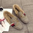 画像2: Women’s flat rabbit far buckle square head  fur shoes ラビットファー付きバックルフラットシューズ　パンプスローファー (2)