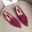 画像6: Women’s flat pointed single shoes fur shoes フラットモコモコベーシックパンプスローファーシューズ (6)