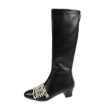 画像1: women's round head  pearl long boots レザーパール付オシャレなロングブーツ　 (1)