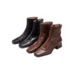 画像4: women's square head  ankle boots レザーシンプルアンクルブーツ　ブーティ (4)