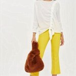 画像1: Women's Fake rabiit fur bag フェイクラビットファーエコファートートバッグ  (1)