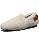 画像1: Women’s flat lambs peas fur shoes シープスキンファーバックルフラットシューズ　パンプスローファー (1)