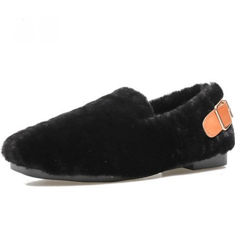 画像3: Women’s flat lambs peas fur shoes シープスキンファーバックルフラットシューズ　パンプスローファー (3)