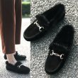画像4: Women’s  Flat loafers shoes with fur　本革レザーファー付きフラットローファー (4)