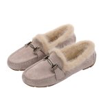 画像2: Women’s  Flat loafers shoes with fur　本革レザーファー付きフラットローファー (2)
