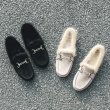 画像6: Women’s  Flat loafers shoes with fur　本革レザーファー付きフラットローファー (6)