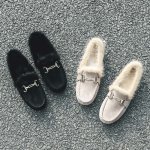 画像6: Women’s  Flat loafers shoes with fur　本革レザーファー付きフラットローファー (6)