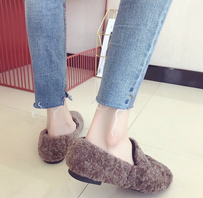 画像4: Women’s flat Fake Sheepskin Eco Flat Loafers Shoes シープスキンローファーフラットシューズ (4)
