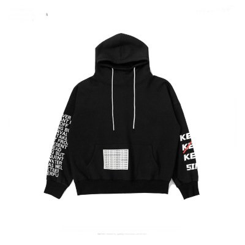 画像1:    oversize letter printing high collar hooded    ロゴレター入りフーディーパーカー　スウェット (1)
