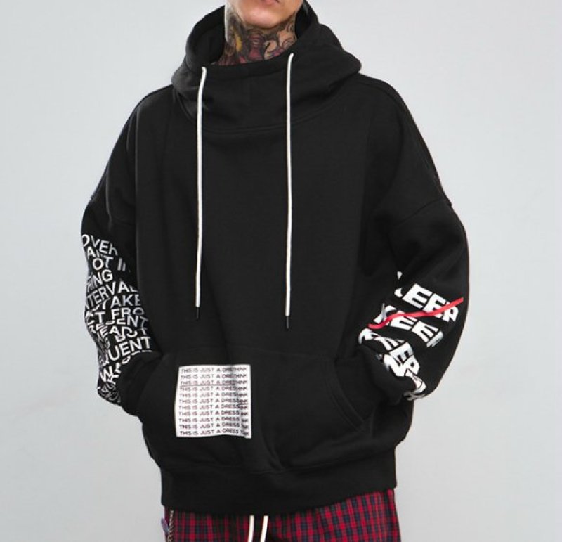 画像6:    oversize letter printing high collar hooded    ロゴレター入りフーディーパーカー　スウェット (6)