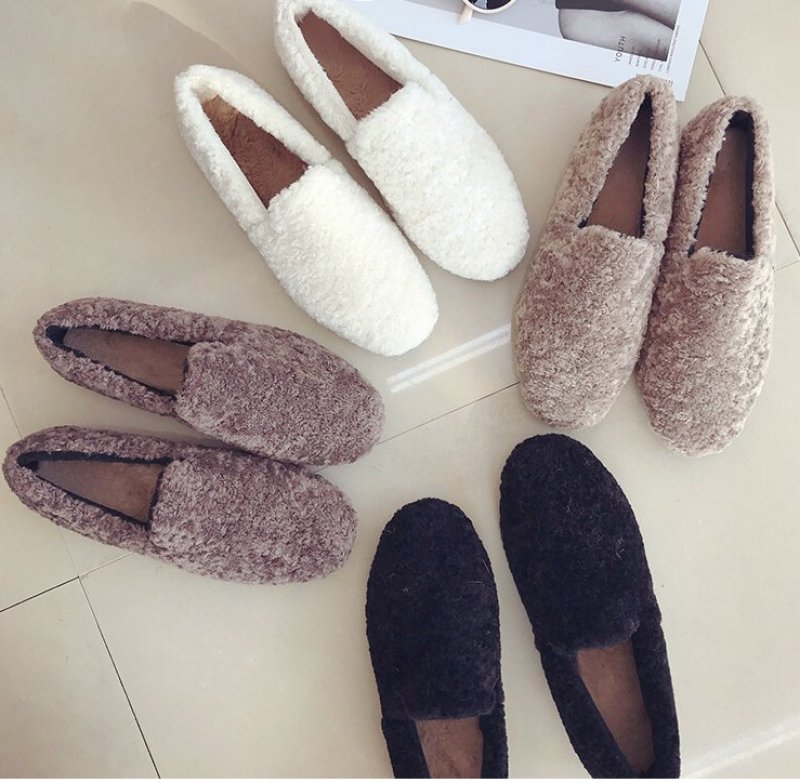 画像7: Women’s flat Fake Sheepskin Eco Flat Loafers Shoes シープスキンローファーフラットシューズ (7)