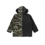 画像2:  camouflage drawstring waist loose long men's cotton coatメンズカモフラージュ＆ブラックモッズコート (2)