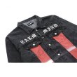 画像4: Cut Rotten Gothic Print Hole Jacket Denim Loose Men's JacketメンズゴシックロゴプリントホールデニムジャケットGジャン (4)