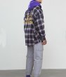 画像6:  oversize hot stamping ribbon splicing men's plaid shirt  オーバーサイズバックロゴレター入りチェックシャツ　 (6)