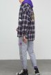 画像8:  oversize hot stamping ribbon splicing men's plaid shirt  オーバーサイズバックロゴレター入りチェックシャツ　 (8)