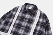 画像9:  oversize hot stamping ribbon splicing men's plaid shirt  オーバーサイズバックロゴレター入りチェックシャツ　 (9)