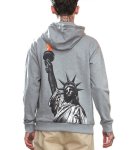 画像2:  free goddess printing men's hooded sweater自由の女神バックプリントフーディーパーカー (2)
