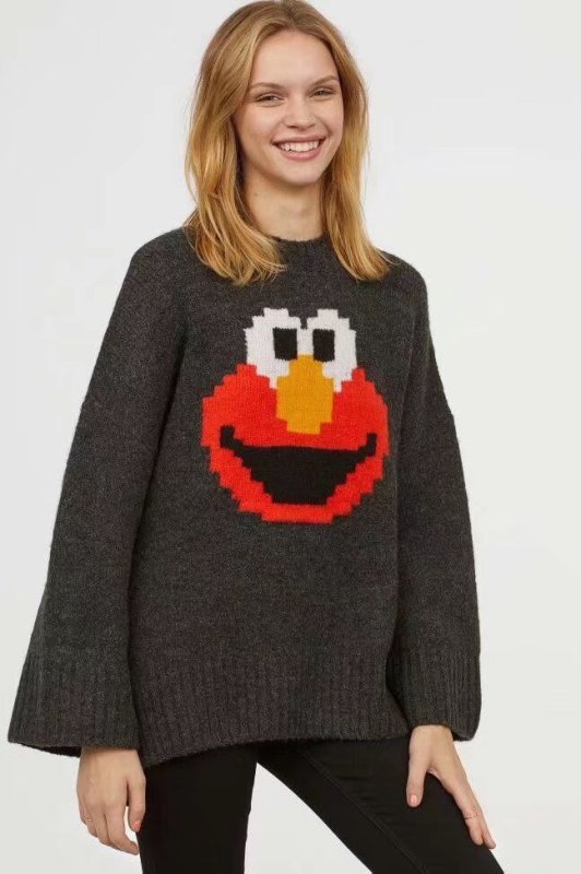 画像2: Sesame Street Elmo Long Sweater Dressセサミストリート エルモ ケーキ柄 セーター (2)