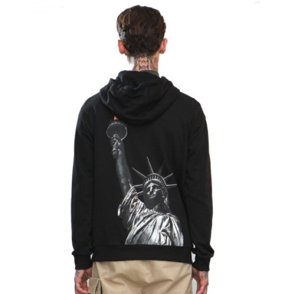 画像1:  free goddess printing men's hooded sweater自由の女神バックプリントフーディーパーカー (1)