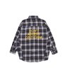 画像4:  oversize hot stamping ribbon splicing men's plaid shirt  オーバーサイズバックロゴレター入りチェックシャツ　 (4)