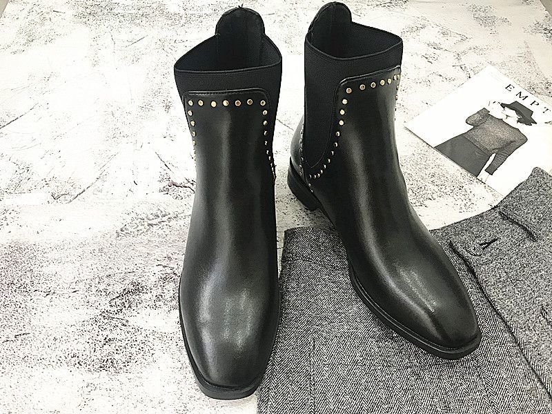 画像3: women's Uncle Leather Boots with Studs サイドゴアアンクルスタッズ付ブーツ ブーティー (3)