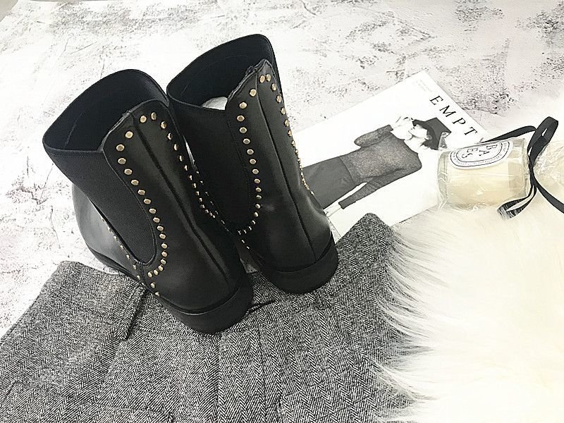 画像5: women's Uncle Leather Boots with Studs サイドゴアアンクルスタッズ付ブーツ ブーティー (5)