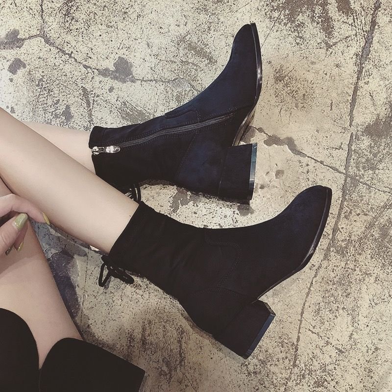 画像4: women's Side zip skinny boots サイドジップヒールブーツ　ブーティー (4)