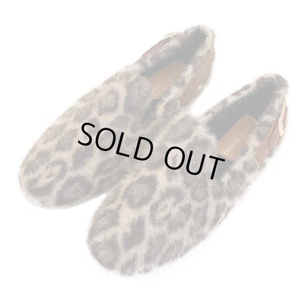 画像1: Women’s flat Leopard  loafers  Shoesレオパードモコモコローファーフラットシューズ (1)