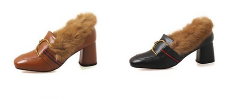 画像12: Women’s rabbit hair plus leather high heels pumps loafers  Shoes　ラビットファー付きレザーパンプス (12)
