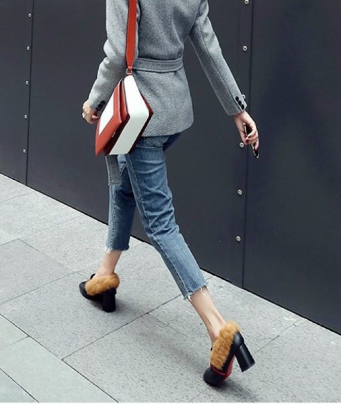 画像9: Women’s rabbit hair plus leather high heels pumps loafers  Shoes　ラビットファー付きレザーパンプス (9)