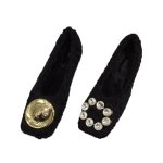 画像1: Women’s  buckle round head suede inside warm single shoes pumps バックル付きモコモコ中敷きのフラットパンプス　バレーシューズ (1)